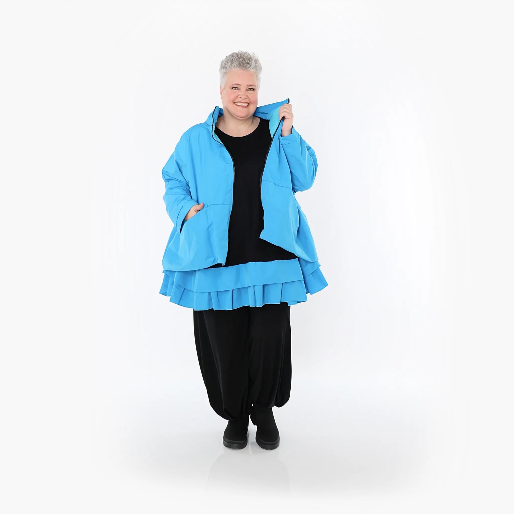  AKH Fashion Jacke in kastiger Form, aus Baumwolle, 1493.07104, Blau, Ausgefallen, Zeitlos