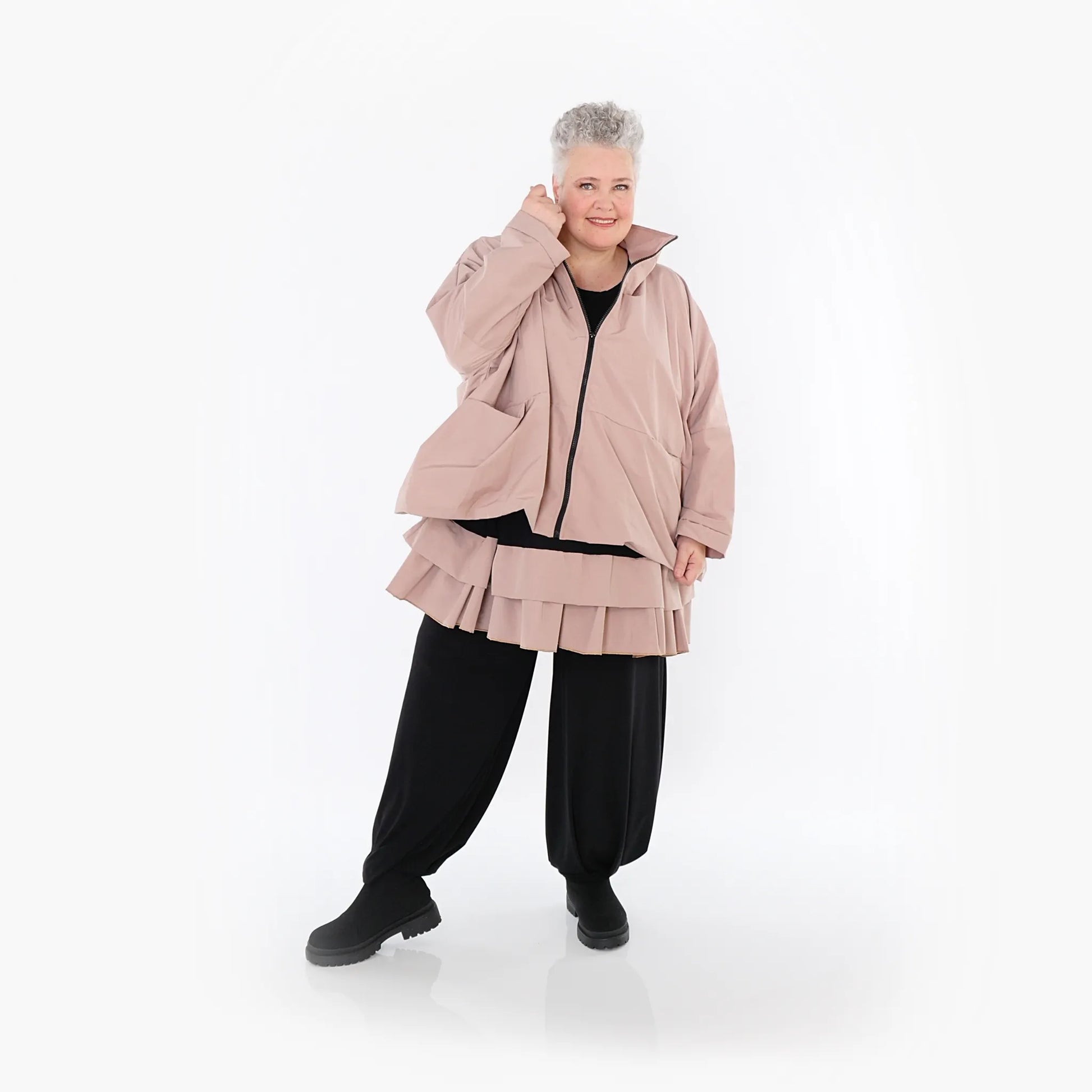  AKH Fashion Jacke in kastiger Form, aus Baumwolle, 1493.07104, Mauve, Ausgefallen, Zeitlos