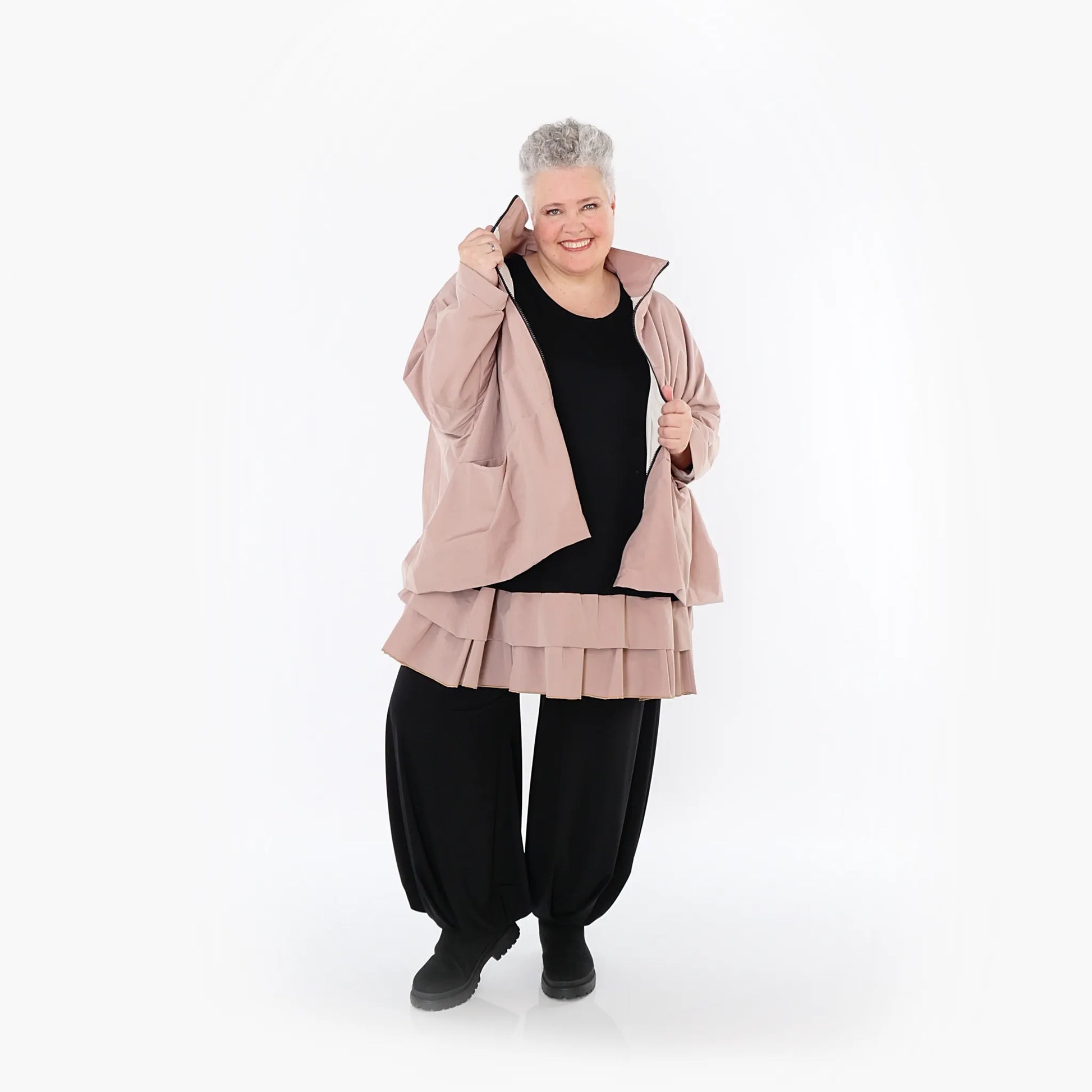 AKH Fashion Jacke in kastiger Form, aus Baumwolle, 1493.07104, Mauve, Ausgefallen, Zeitlos