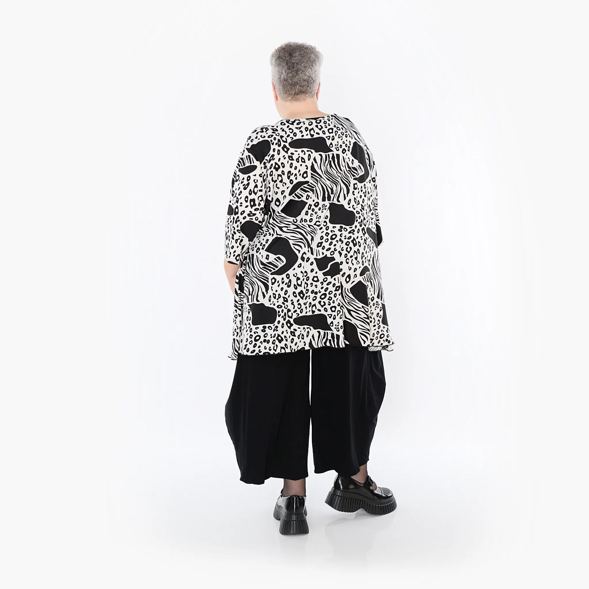  A-Form Bigshirt von AKH Fashion aus Materialmix, 1499.00593, Schwarz/Weiß, Animal, Schick