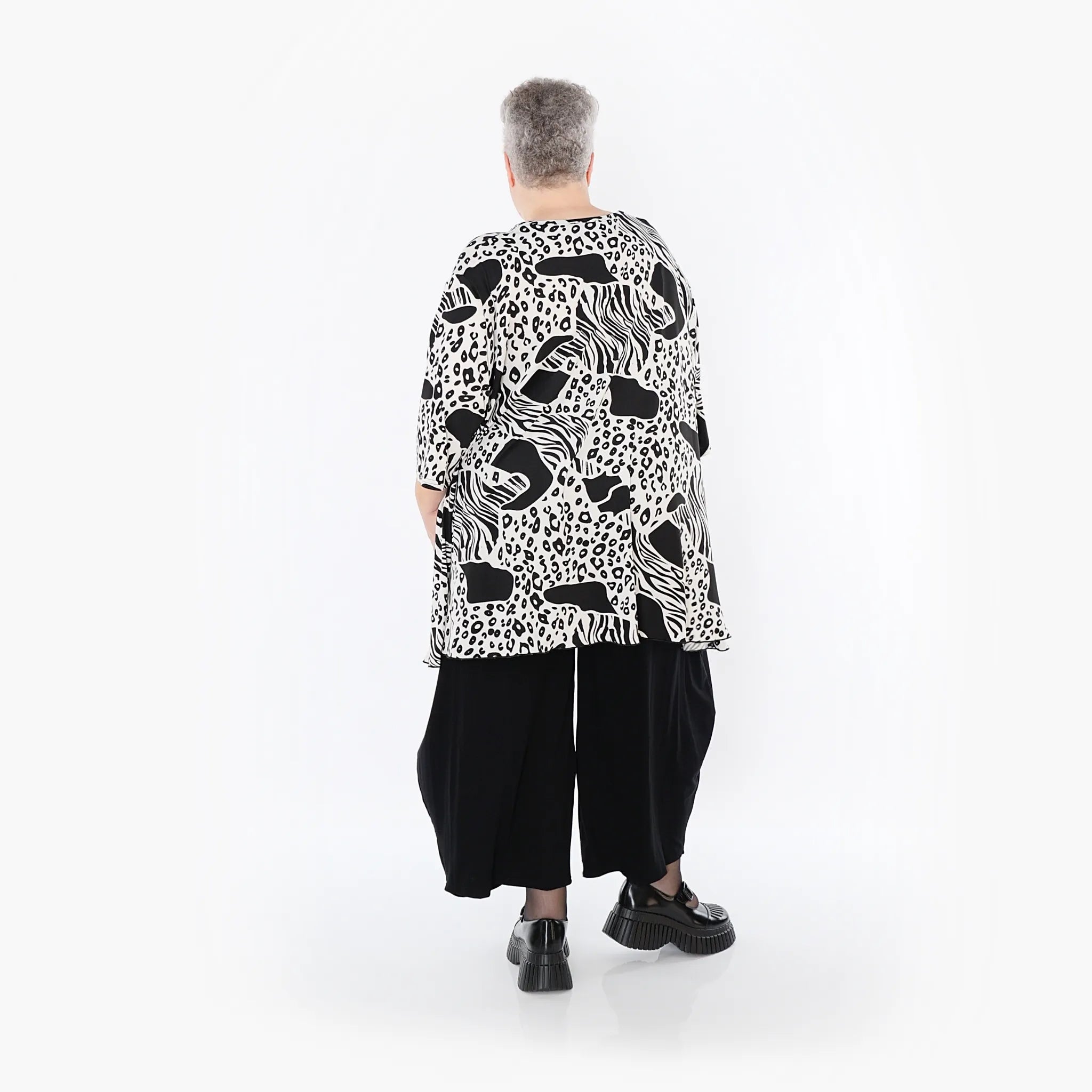  A-Form Bigshirt von AKH Fashion aus Materialmix, 1499.00593, Schwarz/Weiß, Animal, Schick