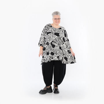  A-Form Bigshirt von AKH Fashion aus Materialmix, 1499.00593, Schwarz/Weiß, Animal, Schick