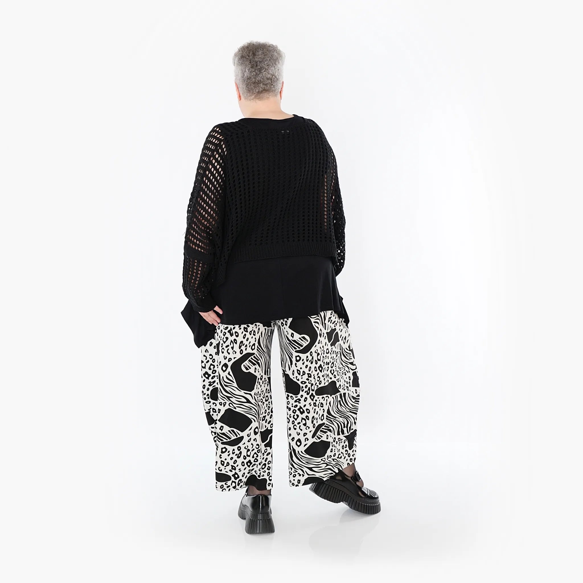  Ballonhose von AKH Fashion aus Materialmix, 1499.08069, Schwarz/Weiß, Animal, Ausgefallen