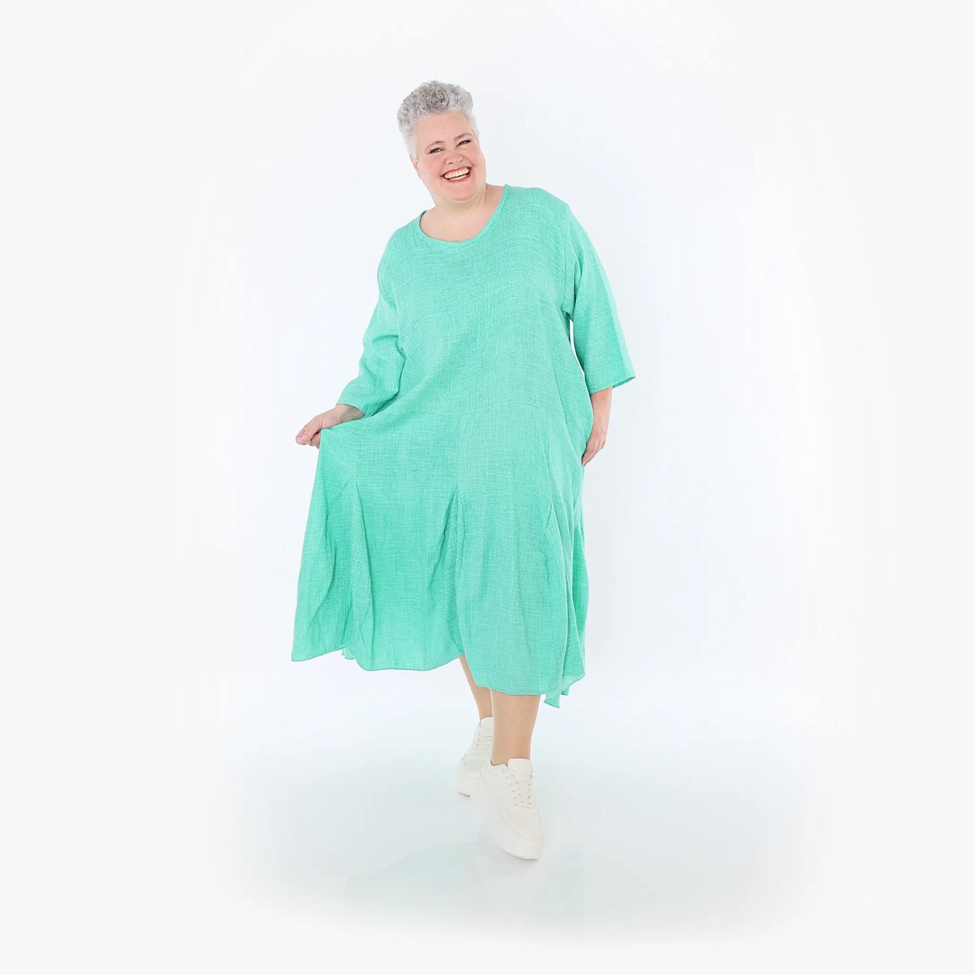  Ballonkleid von AKH Fashion aus Baumwolle, 1501.06972, Grün, Ausgefallen, Zeitlos, Schick