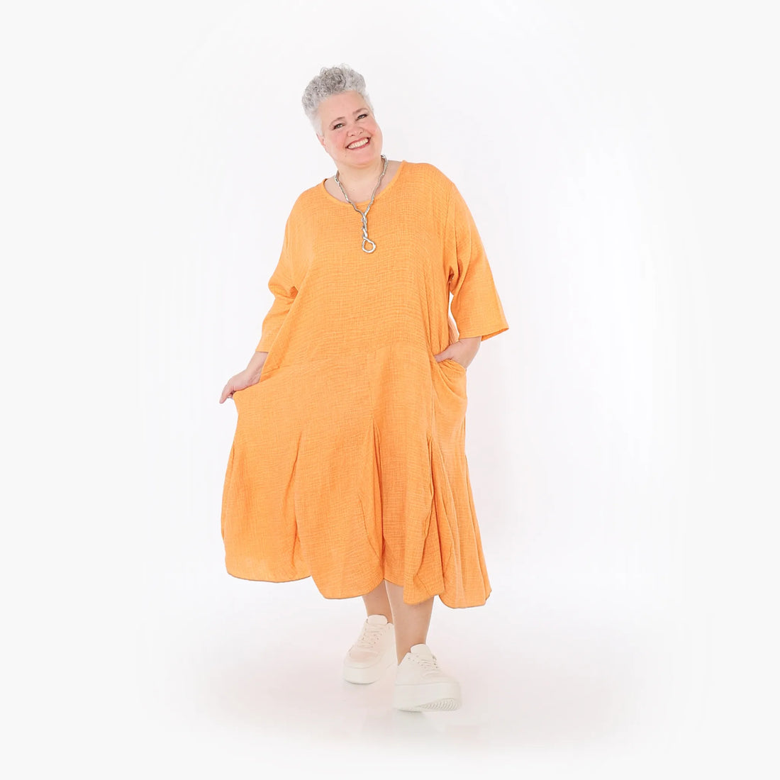  Ballonkleid von AKH Fashion aus Baumwolle, 1501.06972, Orange, Ausgefallen, Zeitlos