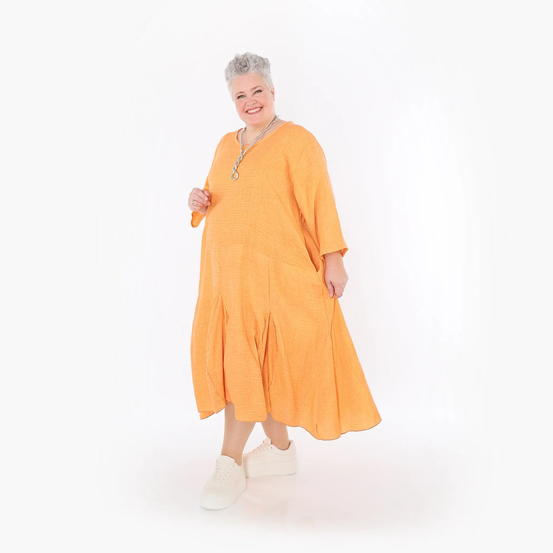  Ballonkleid von AKH Fashion aus Baumwolle, 1501.06972, Orange, Ausgefallen, Zeitlos