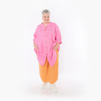  AKH Fashion Bluse in gerundeter Form, aus Baumwolle, 1501.07106, Fuchsia, Ausgefallen
