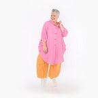  AKH Fashion Bluse in gerundeter Form, aus Baumwolle, 1501.07106, Fuchsia, Ausgefallen