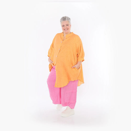  AKH Fashion Bluse in gerundeter Form, aus Baumwolle, 1501.07106, Orange, Ausgefallen