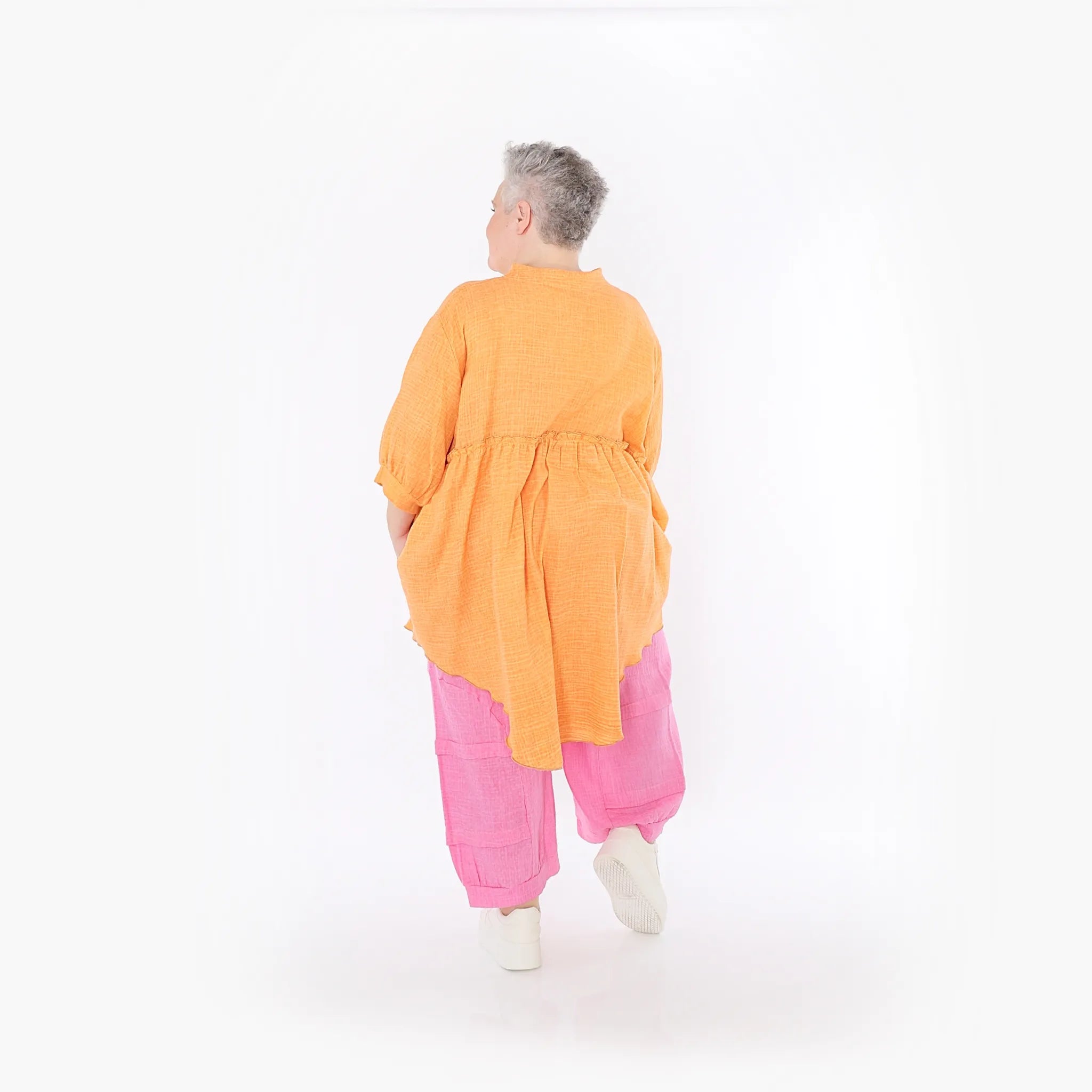  AKH Fashion Bluse in gerundeter Form, aus Baumwolle, 1501.07106, Orange, Ausgefallen