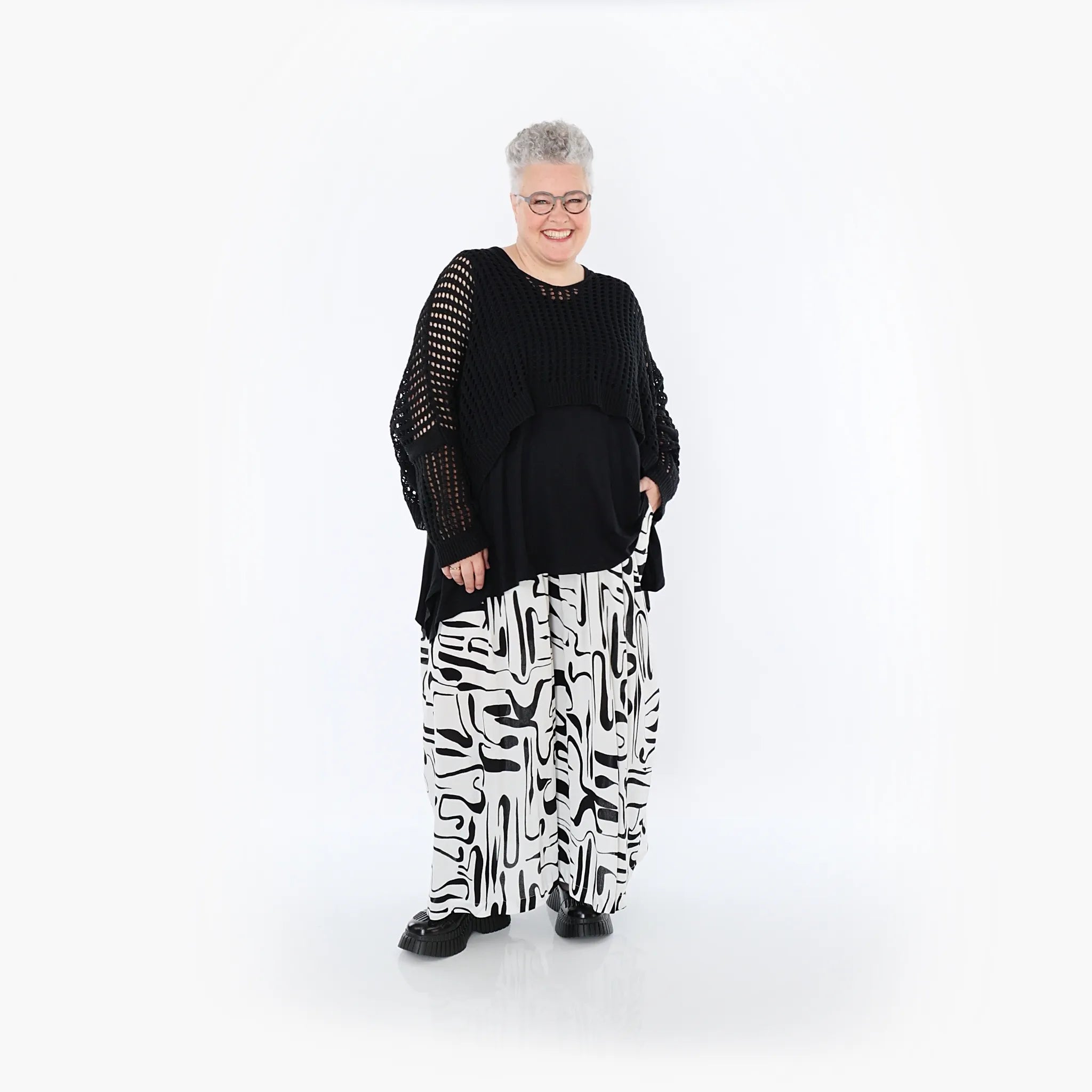  AKH Fashion Überwurf in kastiger Form, aus Baumwolle, 1502.02529, Schwarz, Ausgefallen