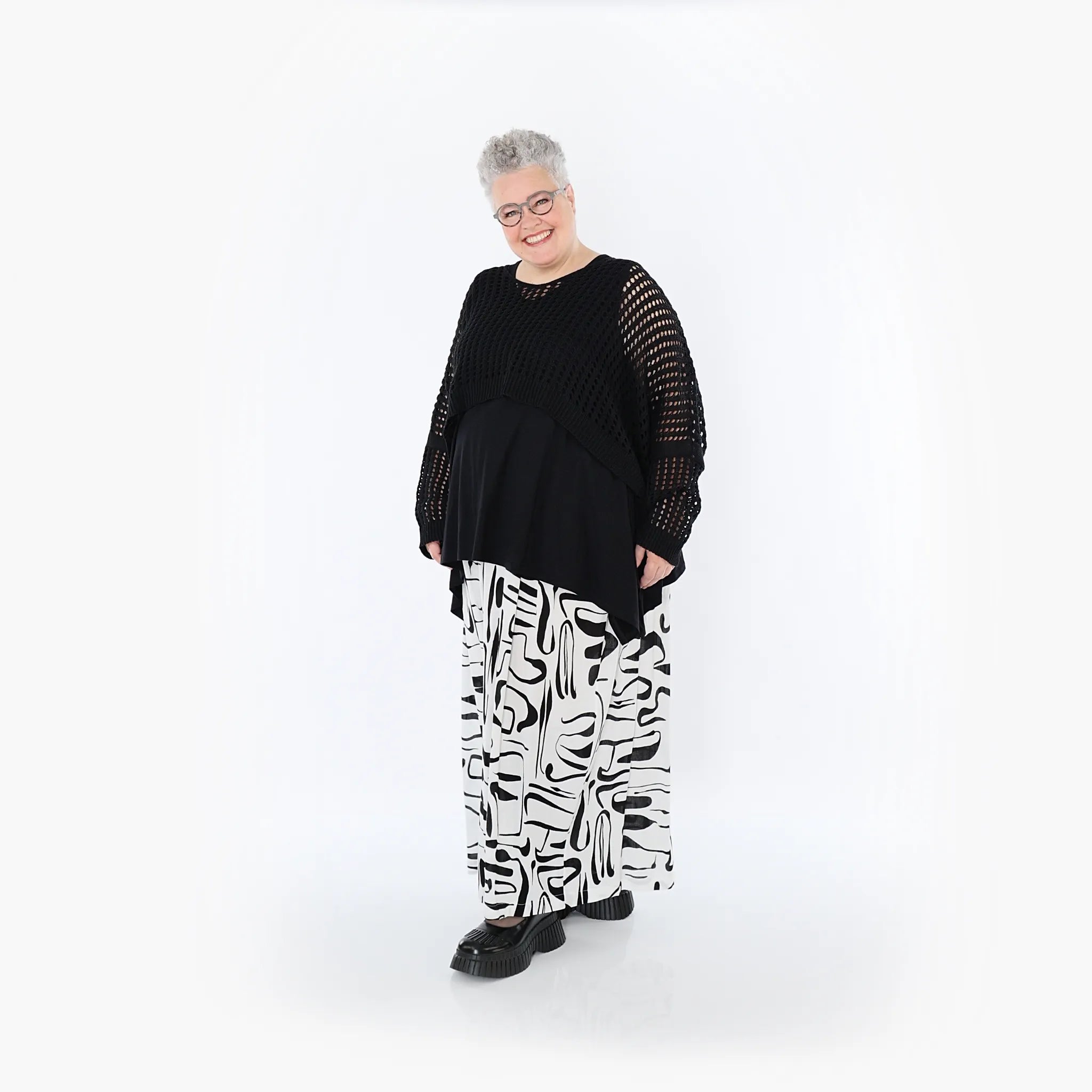  AKH Fashion Überwurf in kastiger Form, aus Baumwolle, 1502.02529, Schwarz, Ausgefallen