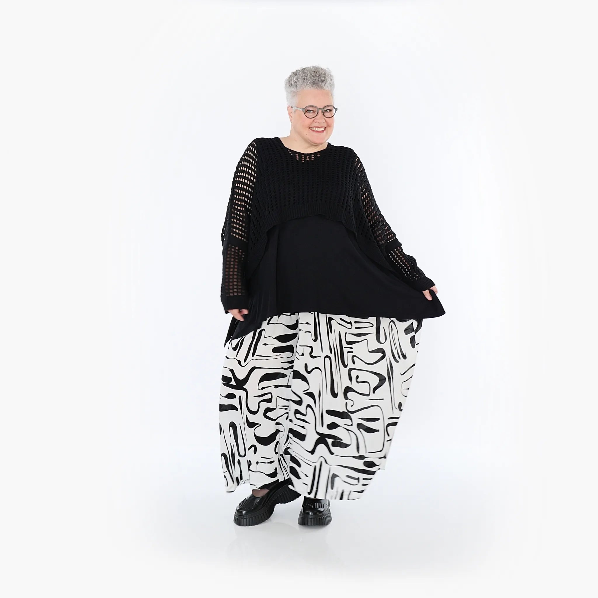  AKH Fashion Überwurf in kastiger Form, aus Baumwolle, 1502.02529, Schwarz, Ausgefallen