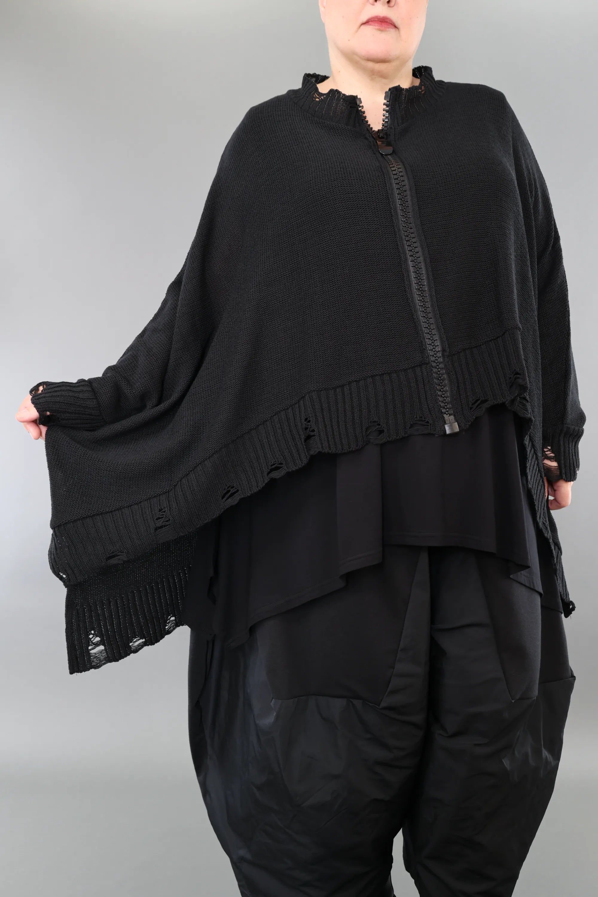  A-Form Jacke von AKH Premium aus Baumwolle, P1002.2519, Schwarz, Ausgefallen, Zeitlos