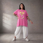 Damen Shirt Lagenlook Baumwolle Fuchsia, A-Linie, Kurzarm, Oversize große Größen – Funky Diva