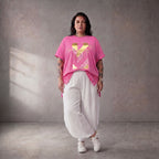 Damen Shirt Lagenlook Baumwolle Fuchsia, A-Linie, Kurzarm, Oversize große Größen – Funky Diva