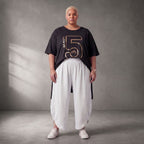 Damen Shirt Lagenlook Baumwolle Schwarz/Gold, A-Form, Kurzarm, Seitenschlitze, Oversize große Größen – Funky Diva