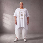 Damen Shirt Lagenlook Baumwolle Weiß, A-Form, Kurzarm, Seitenschlitze, Oversize große Größen – Funky Diva