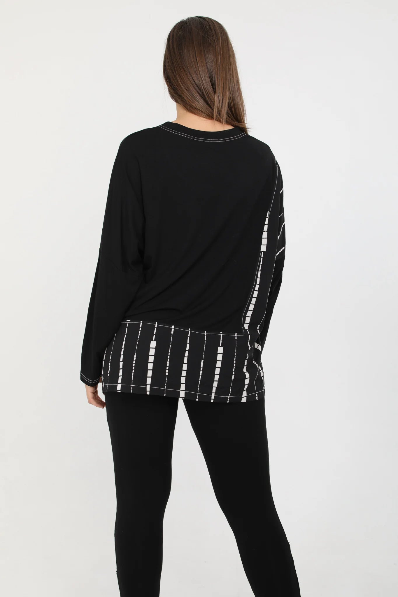  Pomme Rouge Shirt in gerader Form, aus Viskose, C6173, Schwarz-Weiß, Streifen, Schick
