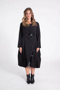  Pomme Rouge Kleid in gerader Form, aus Polyester, C6315, Schwarz-Grau-Rot, Schick, Modern