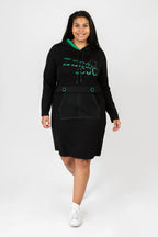  Pomme Rouge Kleid in gerader Form, aus Viskose, C6586, Schwarz-Grün, Buchstaben, Schick