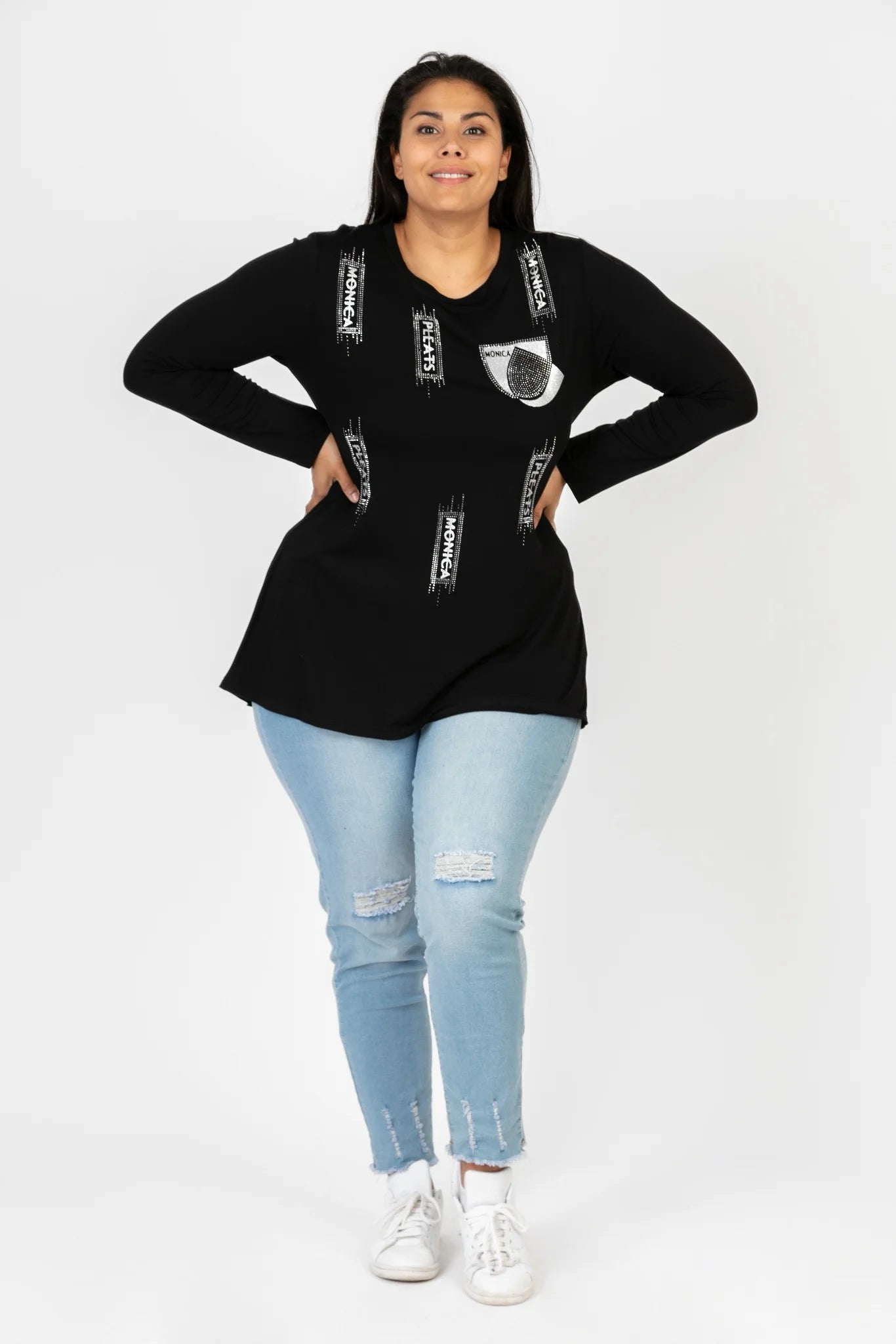  Pomme Rouge Shirt in gerader Form, aus Viskose, C6612, Schwarz-Silber, Muster, Schick