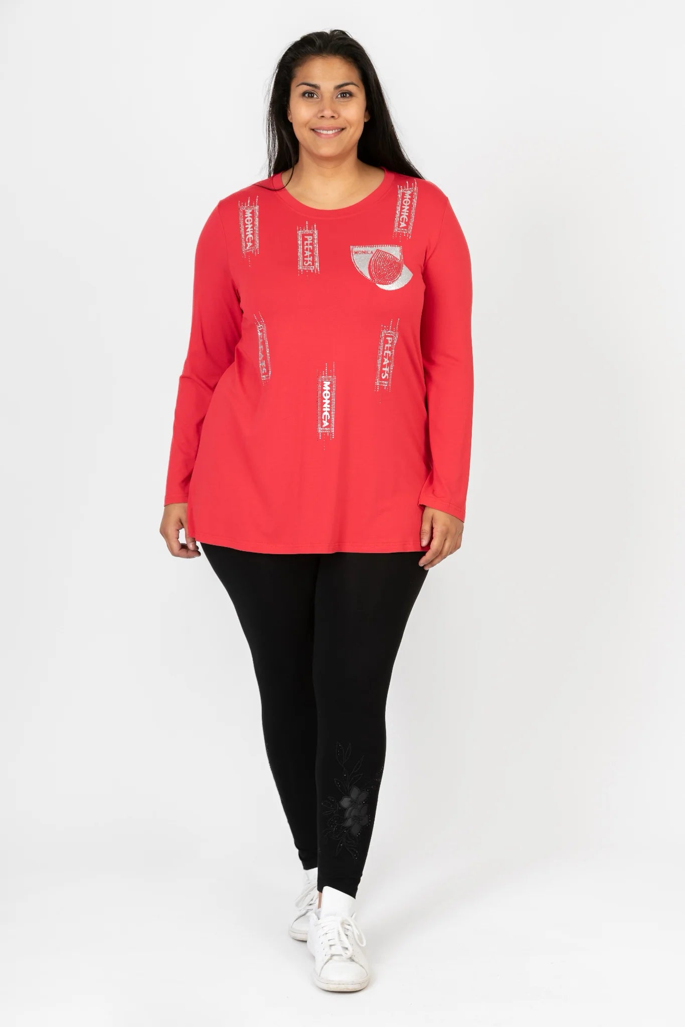  Pomme Rouge Shirt in gerader Form, aus Viskose, C6612, Rot-Silber, Muster, Schick, Modern