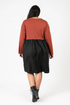  Pomme Rouge Kleid in gerader Form, aus Viskose, C6652, Rost-Schwarz-Silber, Buchstaben