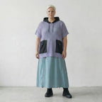 Luftiges Oversize Shirt aus feiner Baumwolle im ausgefallenen Lagenlook mit Kapuze, Flieder/Schwarz