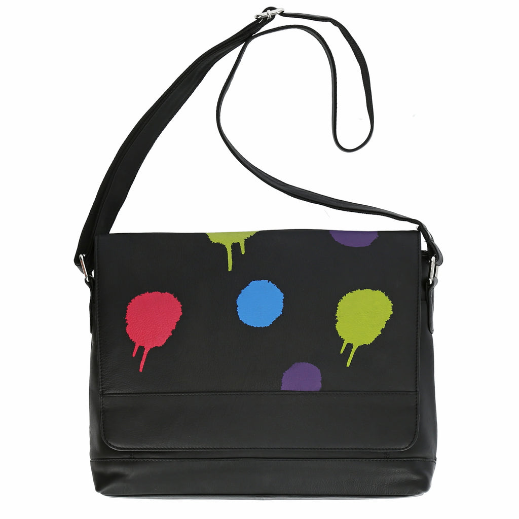  AKH Fashion Tasche in gerader Form, aus Leder, 1180.DJ001, Schwarz-Punkte, Punkte, Schick