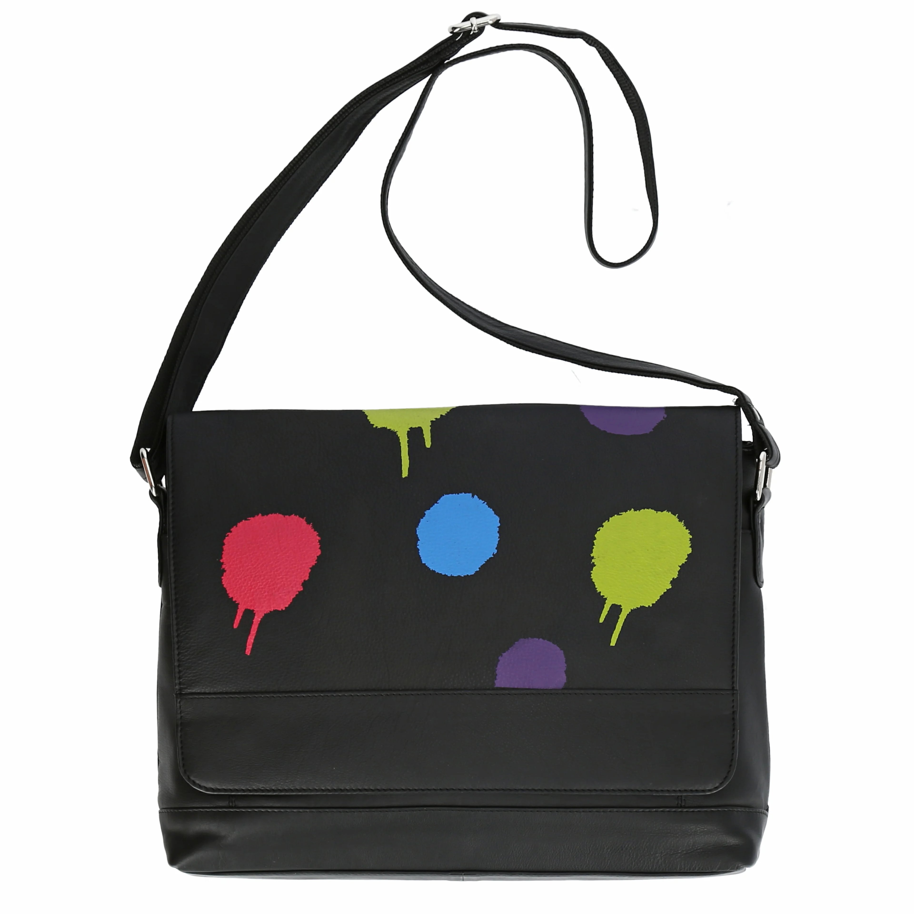  AKH Fashion Tasche in gerader Form, aus Leder, 1180.DJ001, Schwarz-Punkte, Punkte, Schick