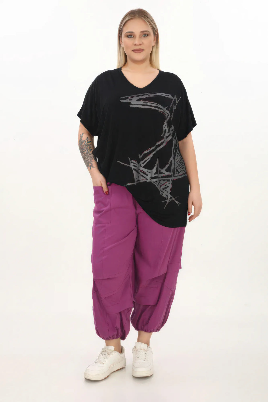  Weites Shirt von Divas Planet aus Viskose, DP10171, Schwarz, Schick, Modern, Bequem