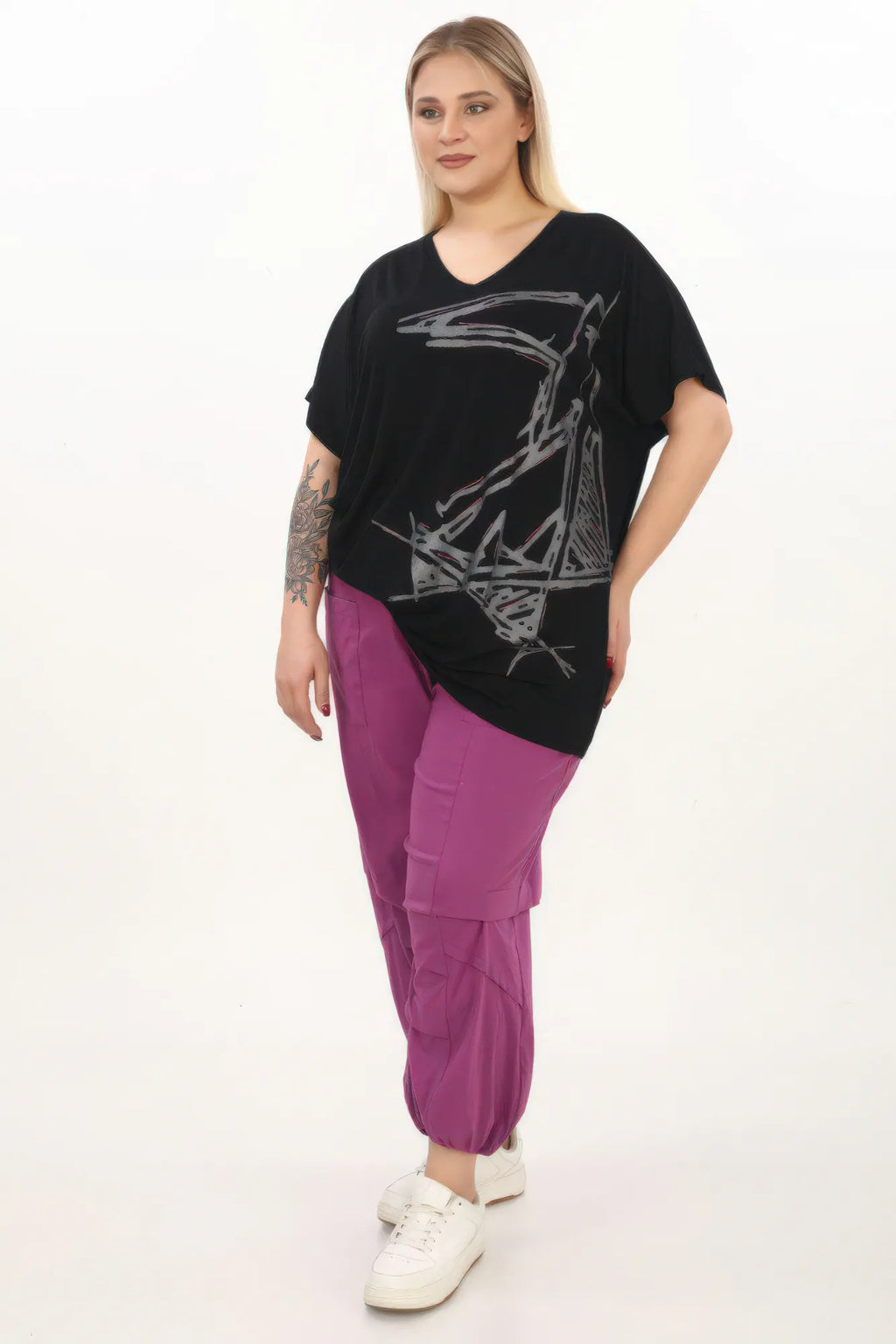  Weites Shirt von Divas Planet aus Viskose, DP10171, Schwarz, Schick, Modern, Bequem