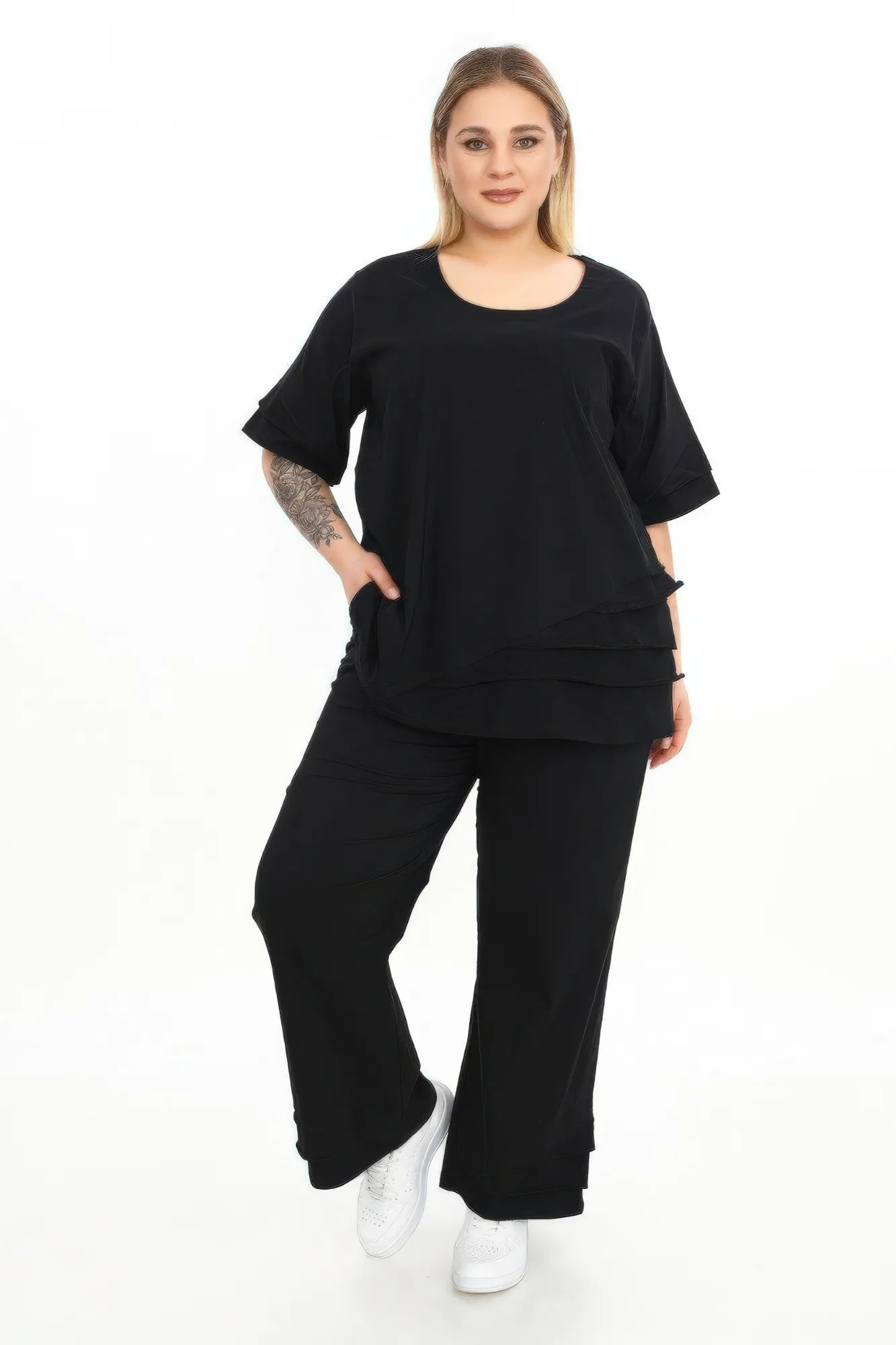  Divas Planet Hose in gerader Form, aus Baumwolle, DP4509, Schwarz, Schick, Modern, Bequem