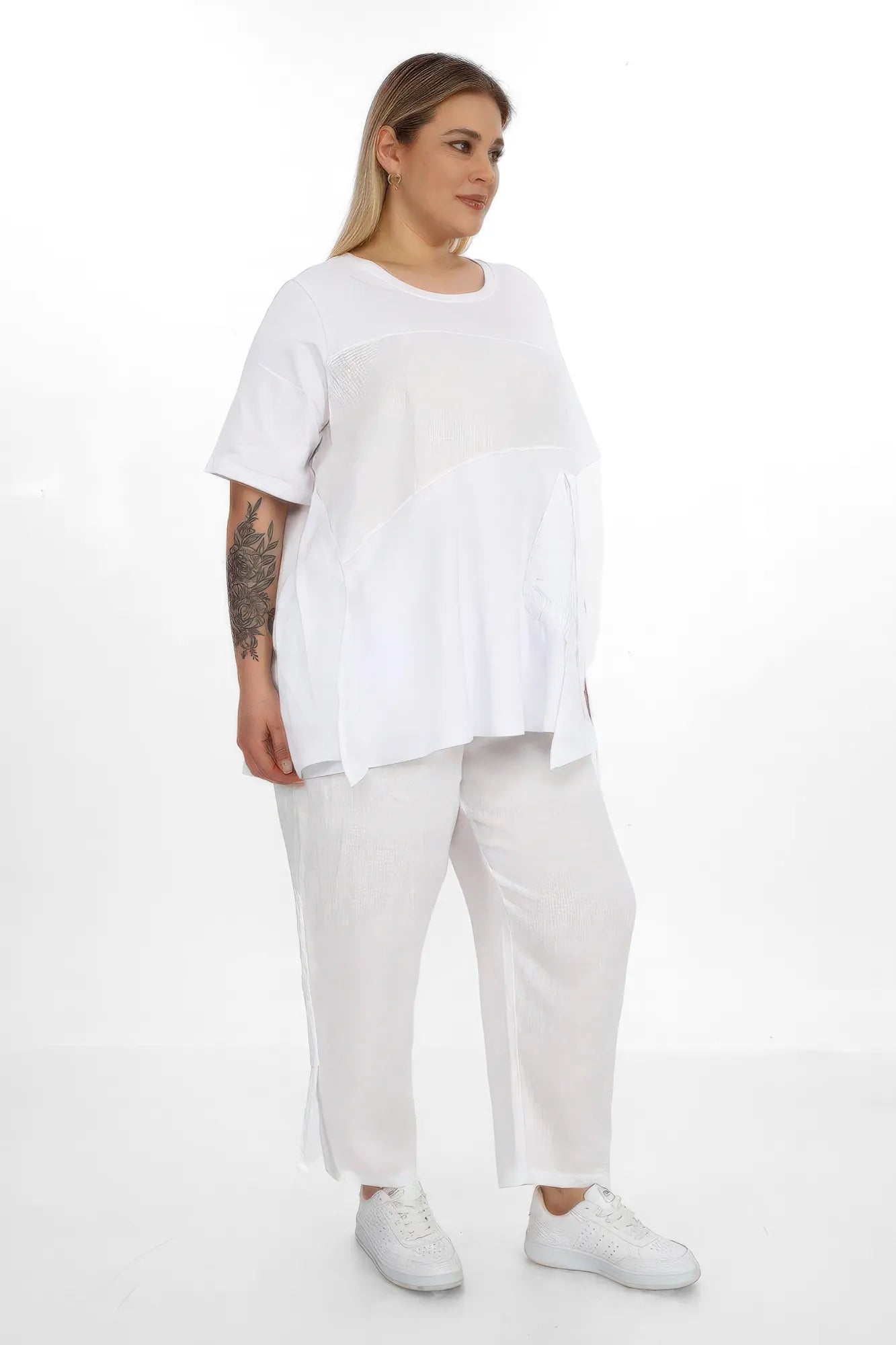  A-Form Shirt von Divas Planet aus Baumwolle, DP10185, Weiß, Schick, Modern, Bequem, Schick