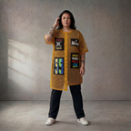 Gelb leuchtendes Netzshirt im Lagenlook Oversize leger und ausgefallen mit Tuelldetails