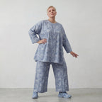 Luftiges Oversize A-Form Shirt aus feiner Baumwollpopeline im ausgefallenen Lagenlook, Jeansblau