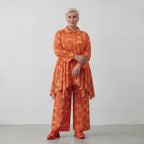 Ausgefallene Glockenform Bluse im lässigen Lagenlook aus leichter Baumwoll Popeline, Batik, Orange