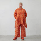 Ausgefallene Glockenform Bluse im lässigen Lagenlook aus leichter Baumwoll Popeline, Batik, Orange