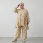 Leicht zipfelige Oversize Bluse aus feiner Baumwoll Popeline im zeitlosen Lagenlook, Vanille