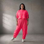 Damen Hose Lagenlook Pink, fließender femininer Schnitt, Oversize große Größen – Funky Diva