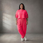 Damen Hose Lagenlook Pink, fließender femininer Schnitt, Oversize große Größen – Funky Diva