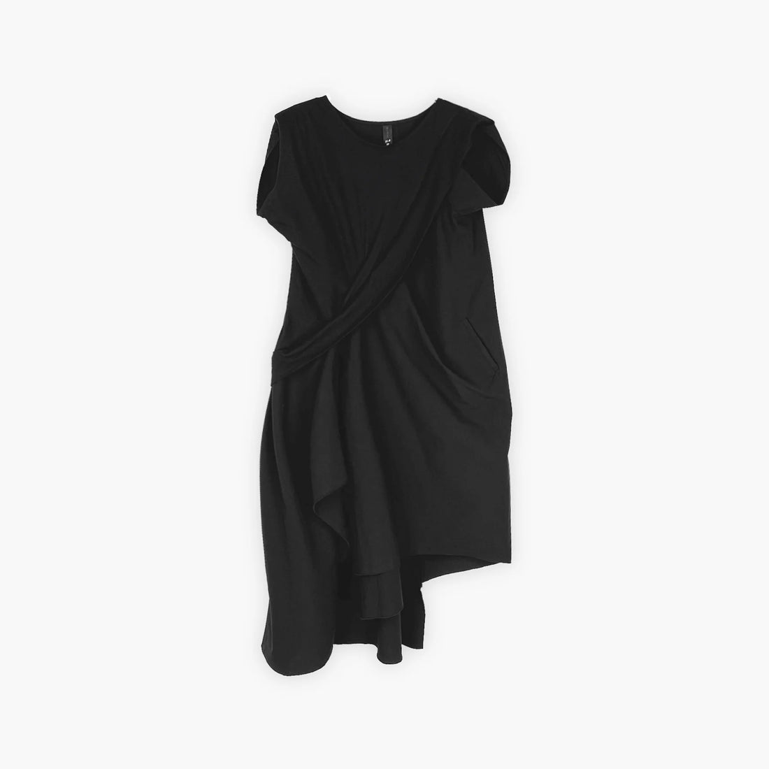  H4 Fashion Kleid in asymmetrischer Form, aus Baumwolle, 2074, Schwarz, Schick, Modern