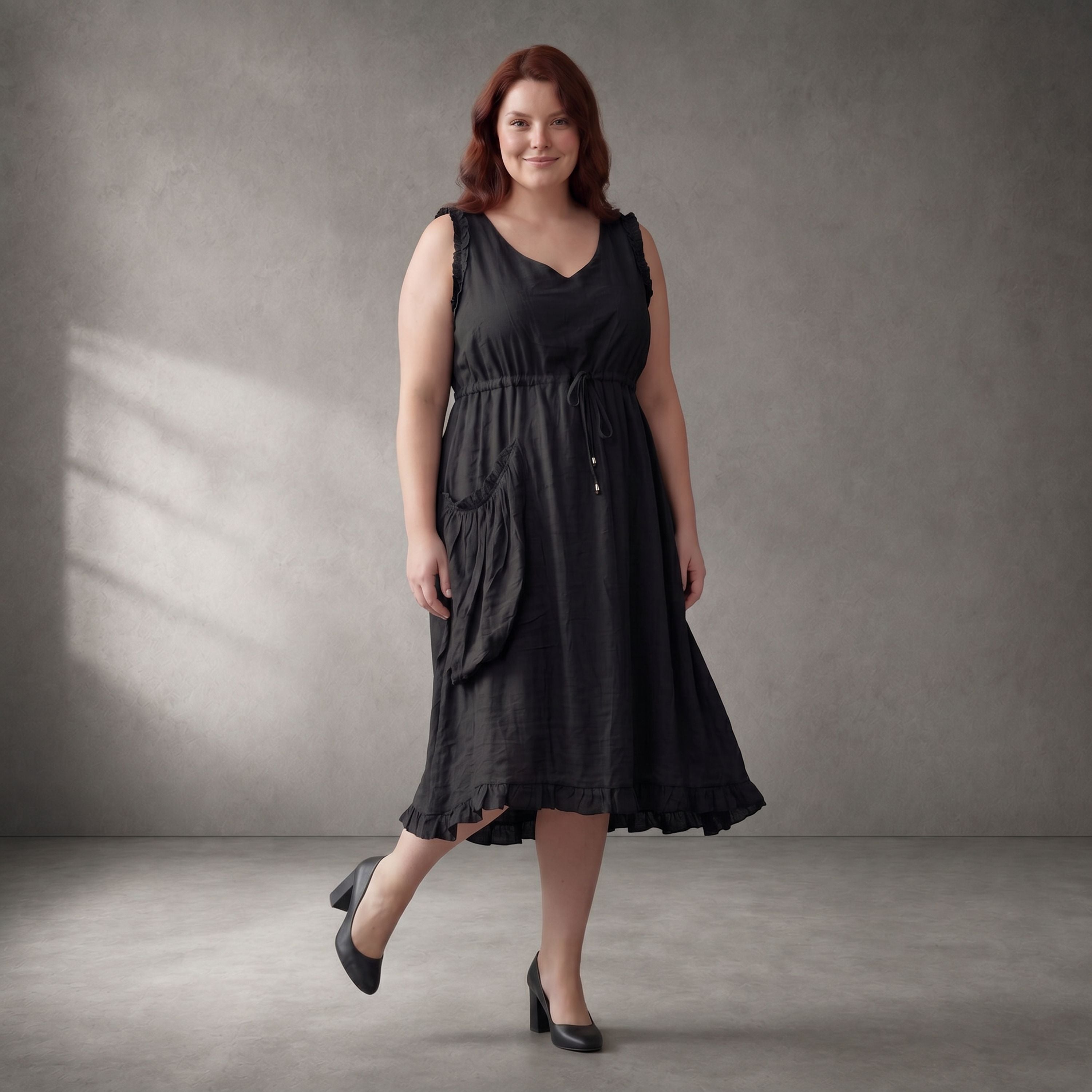 Tunika Schwarz im Lagenlook weich fliessend leger Oversize A-Linie zeitlos modern chic