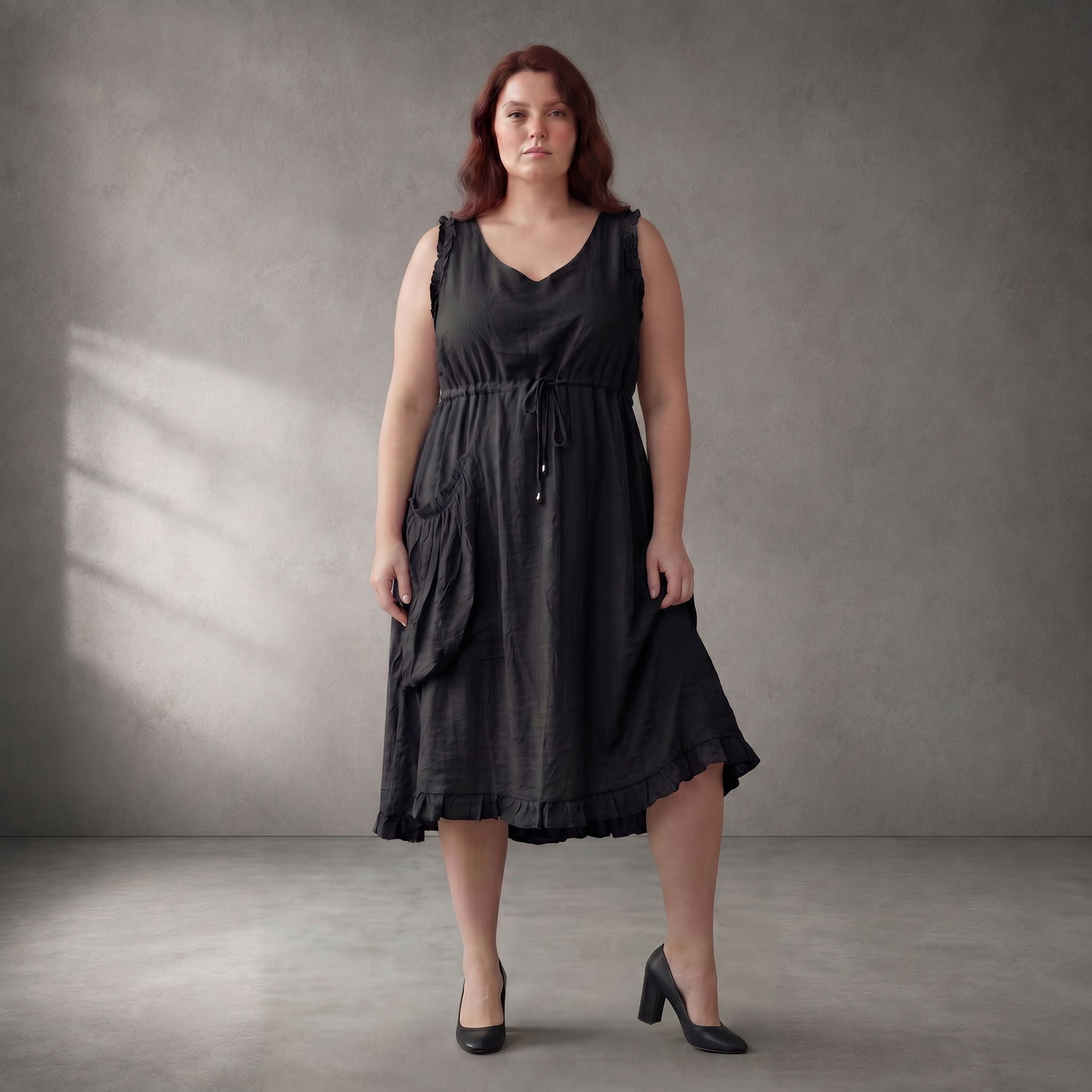 Tunika Schwarz im Lagenlook weich fliessend leger Oversize A-Linie zeitlos modern chic
