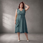 Hellblau Viskosetunika im Lagenlook A-Linie leger zeitlos fliessend Sommerstyle Oversize