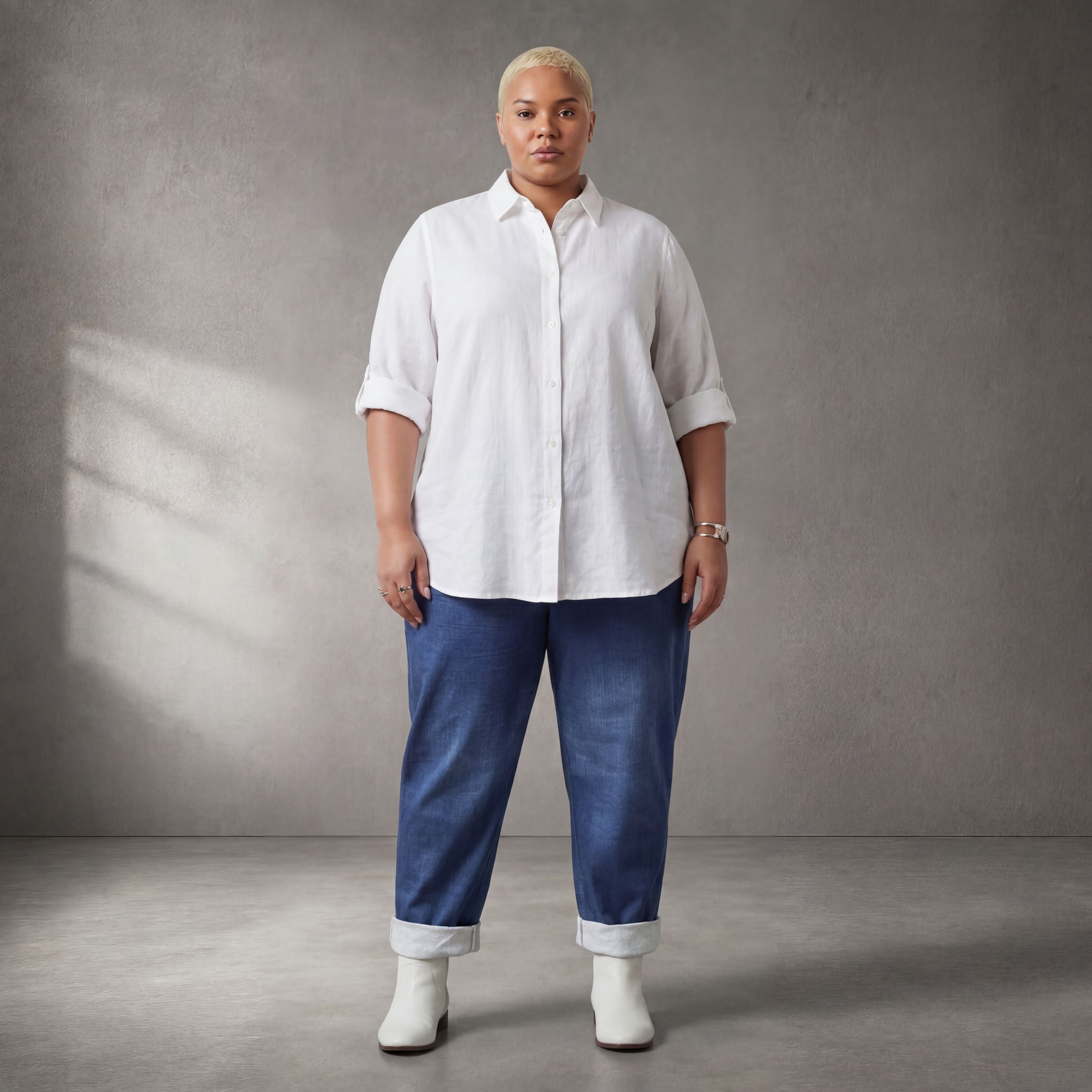 Legere blaue Karottenhose aus Baumwolle im Lagenlook weich elastisch zeitlos und bequem
