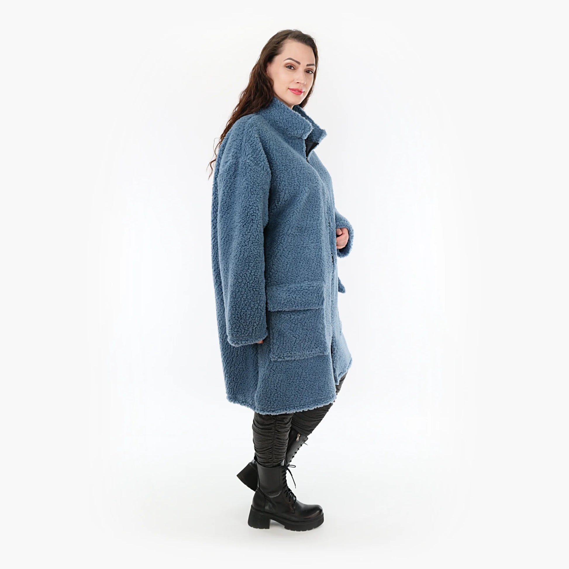  Jacke von AKH Fashion aus Materialmix in gerader Form, 1360.06656, Blau, Schick, Modern