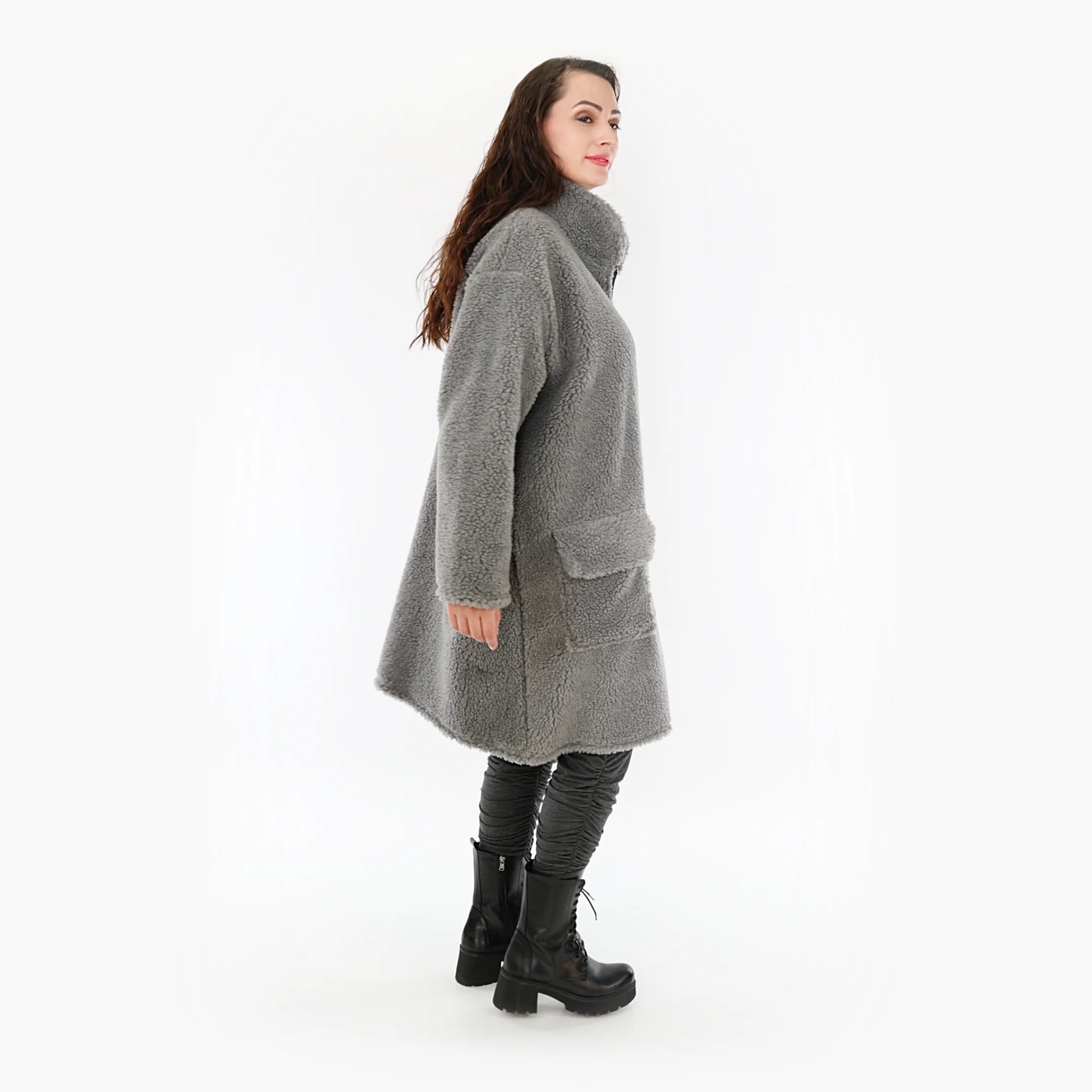  Jacke von AKH Fashion aus Materialmix in gerader Form, 1360.06656, Grau, Schick, Modern