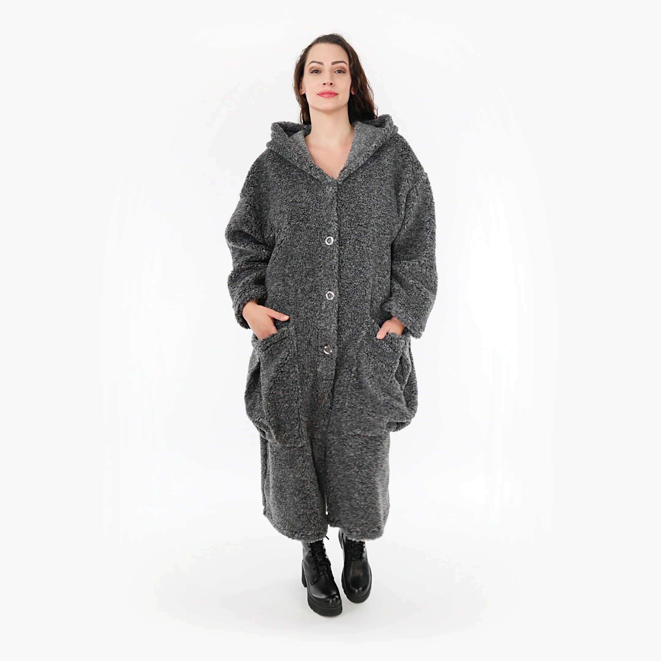  AKH Fashion Mantel in gerader Form, aus Materialmix, 1360.06979, Dunkelgrau, Schick